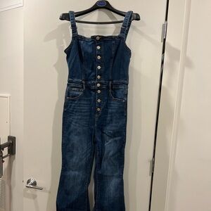 INSANE GENE Overalls Flare Button Up Retro Bell Bottom Jumpsuit SMALL